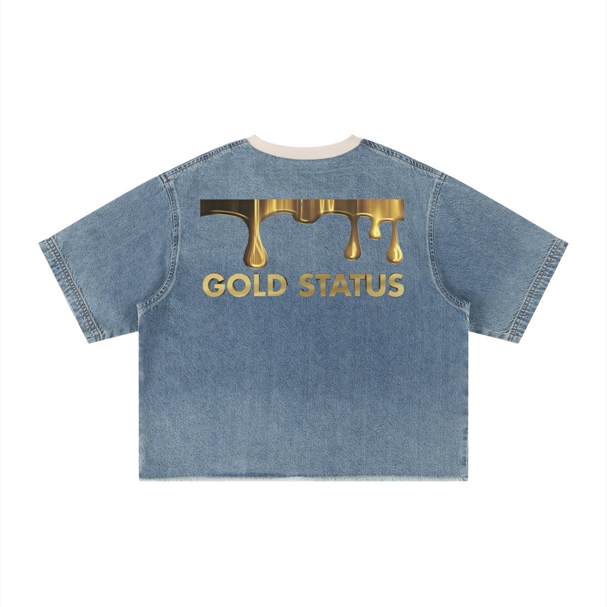 Unisex Vintage Wash Boxy Raw Hem Denim T-Shirt
