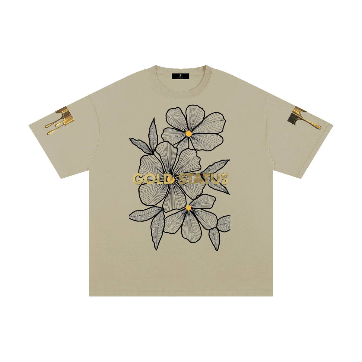 Abstract Pure Gold Cotton T-Shirt