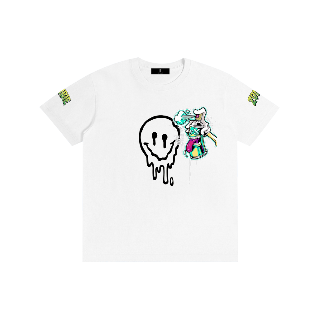 Smiley Face Graphic Pure Cotton Unisex T-Shirt