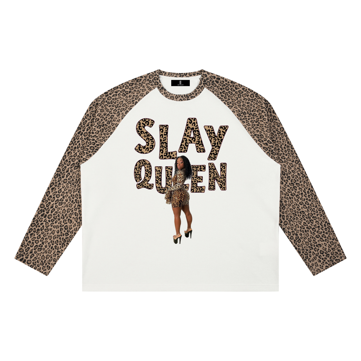 Unisex Leopard Panel Raglan Sleeve T-Shirt