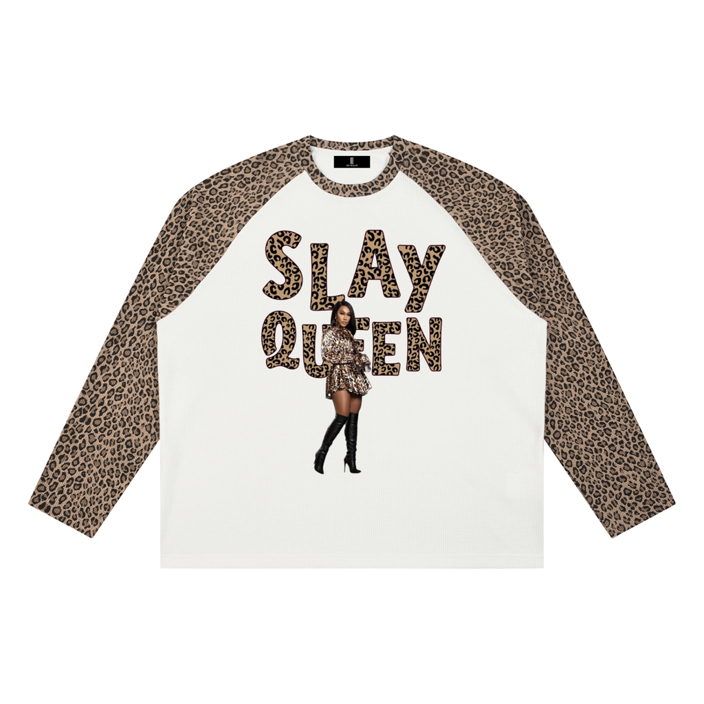 Slay Queen Unisex Luiperd Paneel Raglan Mou T-Hemde