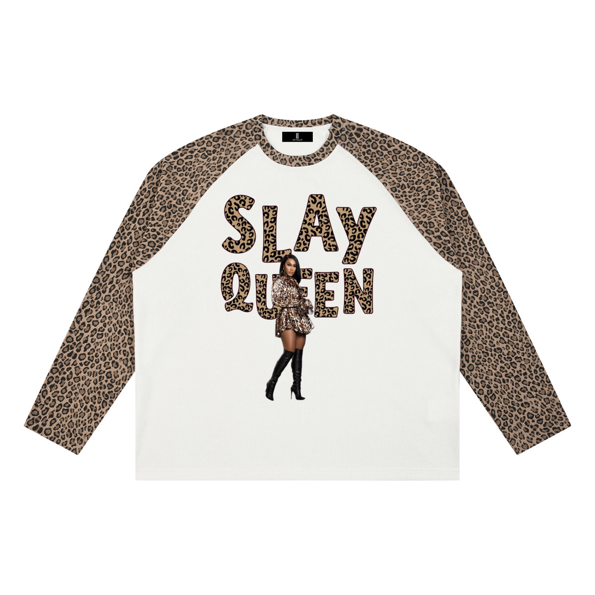 Slay Queen Unisex Leopard Panel Raglan Sleeve T-Shirt