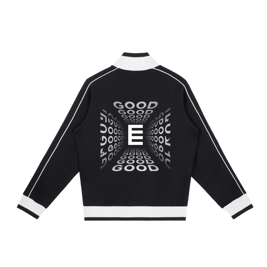 Illusion Block Raglan Sleeve Zip Track Jacket